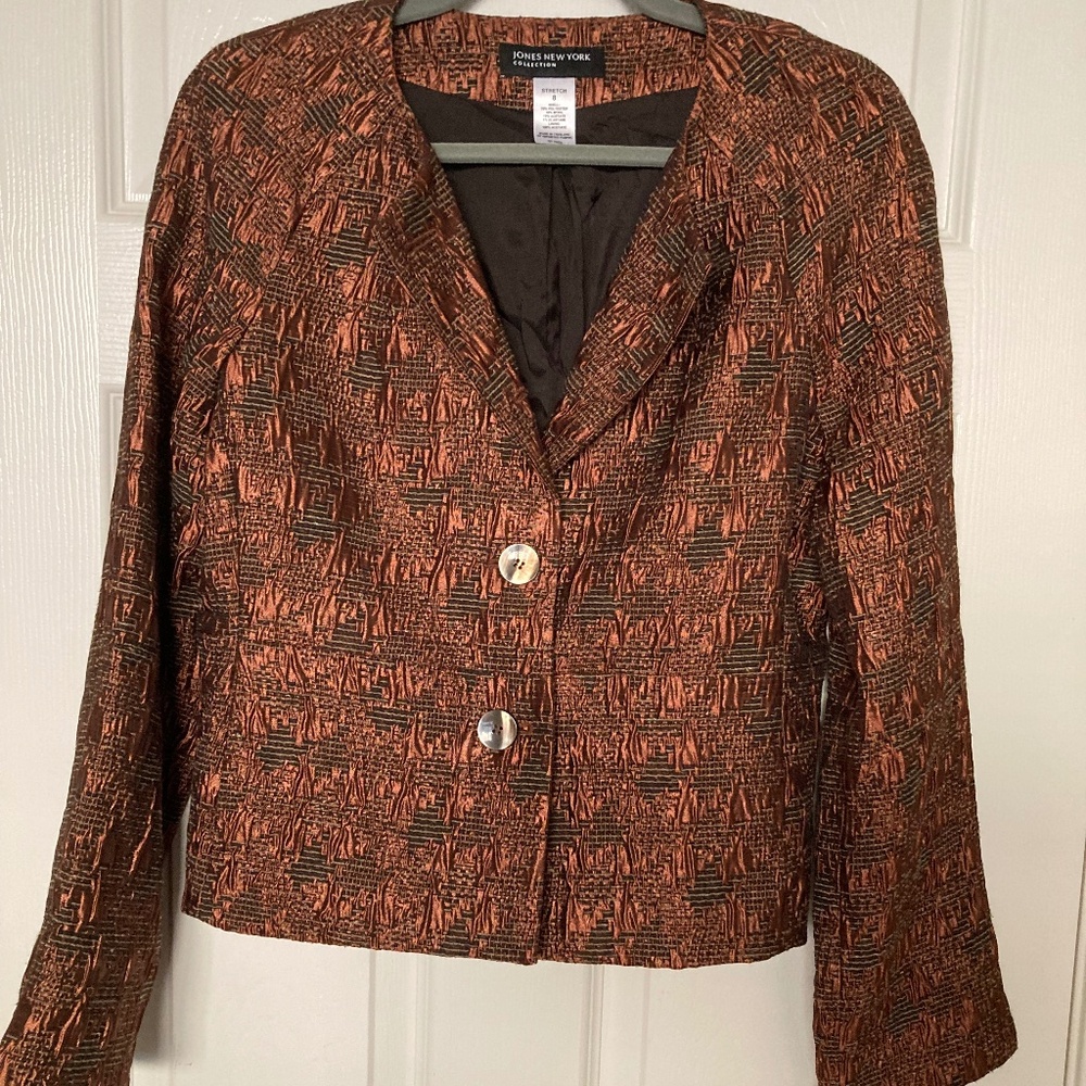 Jones New York Copper and Black Textured Blazer